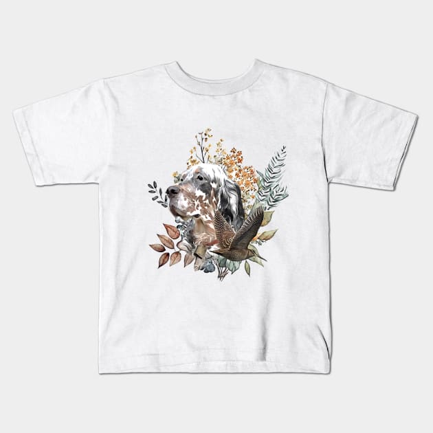 English setter , Woodcock Hunting Kids T-Shirt by German Wirehaired Pointer 